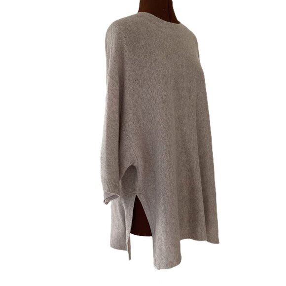 Taupe Cashmere Tunic Sweater with Side Slits - Picture 4 of 6